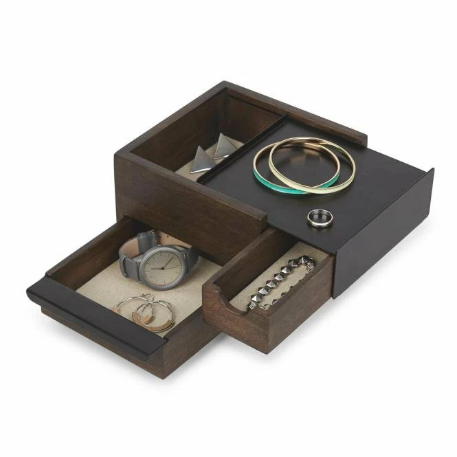 Umbra Schmuckkasten Mini Stowit Schwarz Walnussfarben 3 Umbra Schmuckkasten Mini Stowit Schwarz Walnussfarben