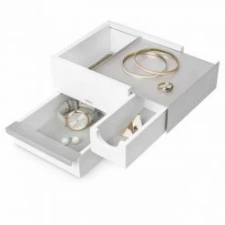 Umbra Schmuckkasten Mini Stowit Silberfarben Weiss