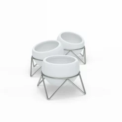 Umbra White Ceramic and Nickel Set of Three Potsy Planters