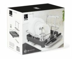 Umbra Charcoal Grey Plastic and Stainless Steel Holster Dish Rack 8 Umbra Charcoal Grey Plastic and Stainless Steel Holster Dish Rack