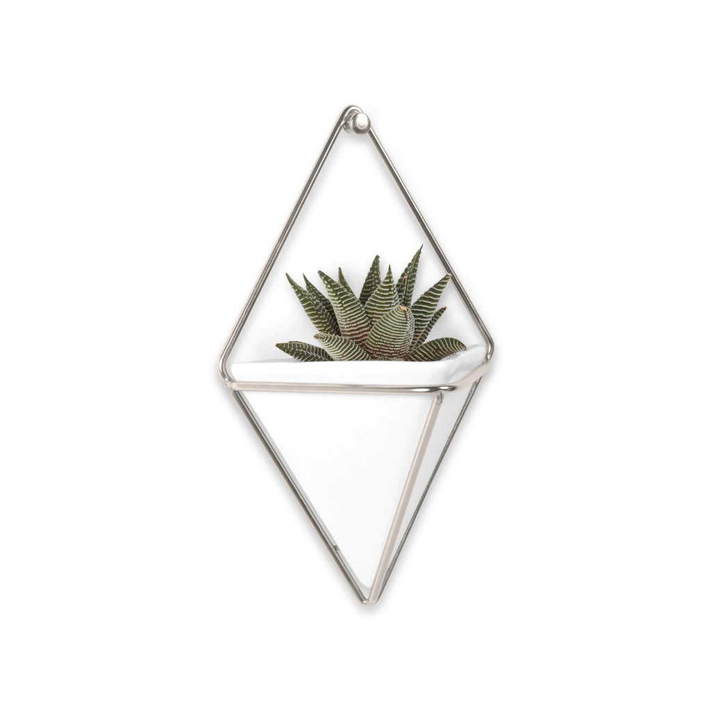 Umbra Small White and Nickel Trigg Wall Planter 5 Umbra Small White and Nickel Trigg Wall Planter