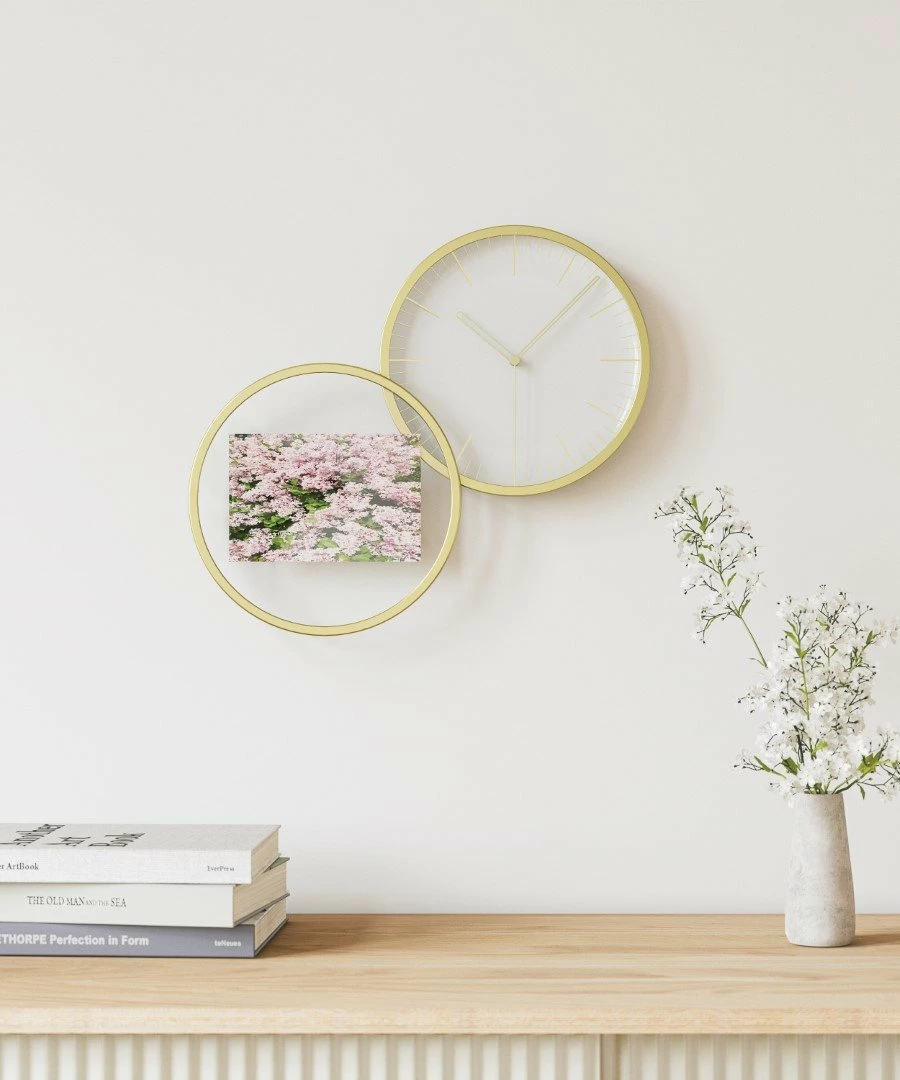 Umbra Horloge À Poser Ou Mural Infinity Doré Mat 15 Umbra Horloge À Poser Ou Mural Infinity Doré Mat