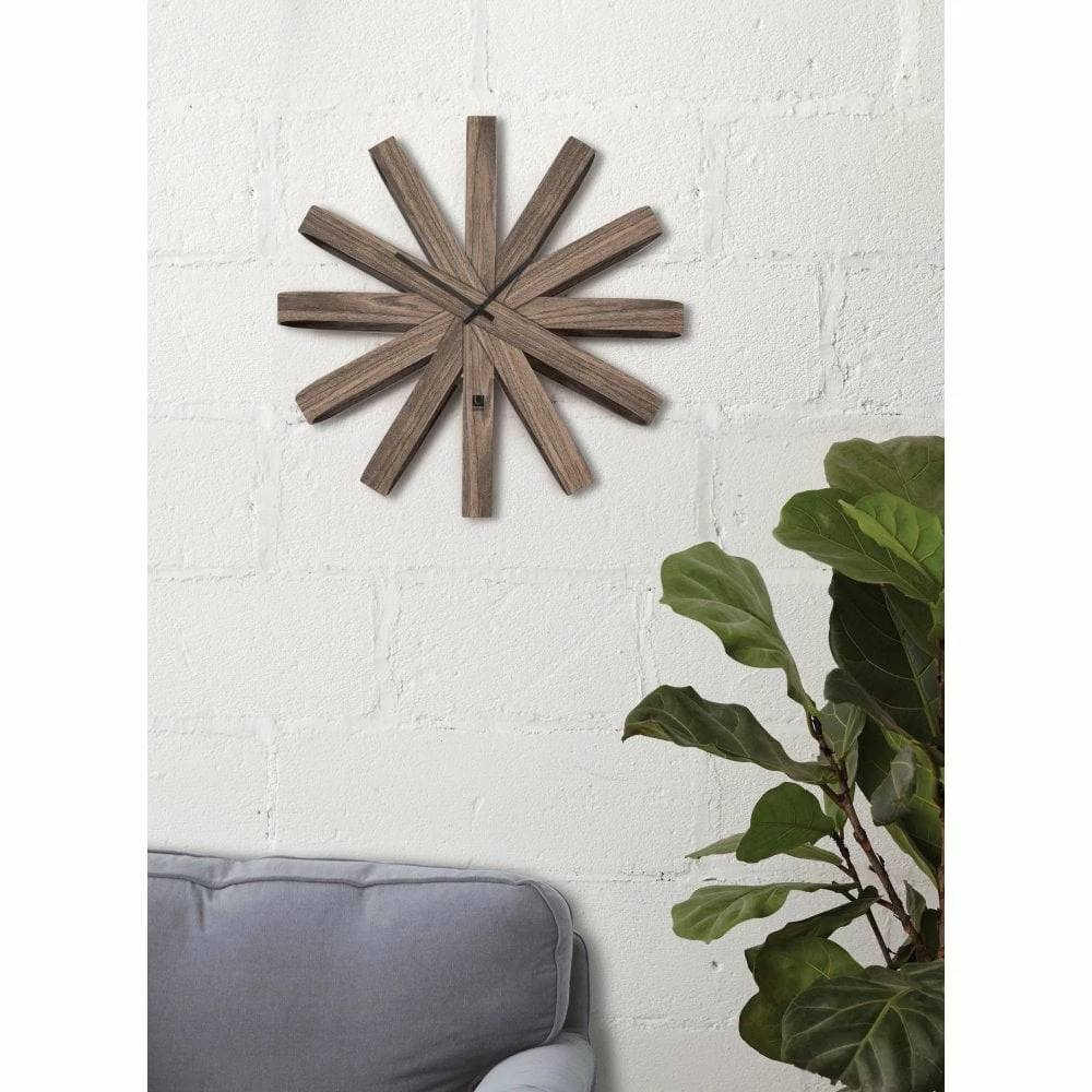 Umbra Aged Walnut Ribbonwood Wall Clock 4 Umbra Aged Walnut Ribbonwood Wall Clock