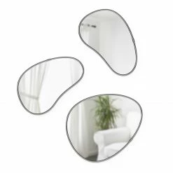 Umbra Set of 3 Hubba Pebble Wall Mirrors with Metallic Finish