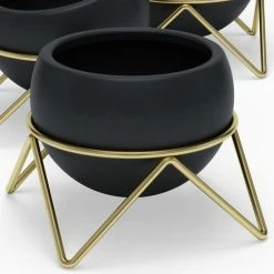 Umbra Blumentopfe Potsy 3 Er Set Schwarz Goldfarben