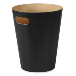 Umbra Black & Natural Woodrow Waste Bin