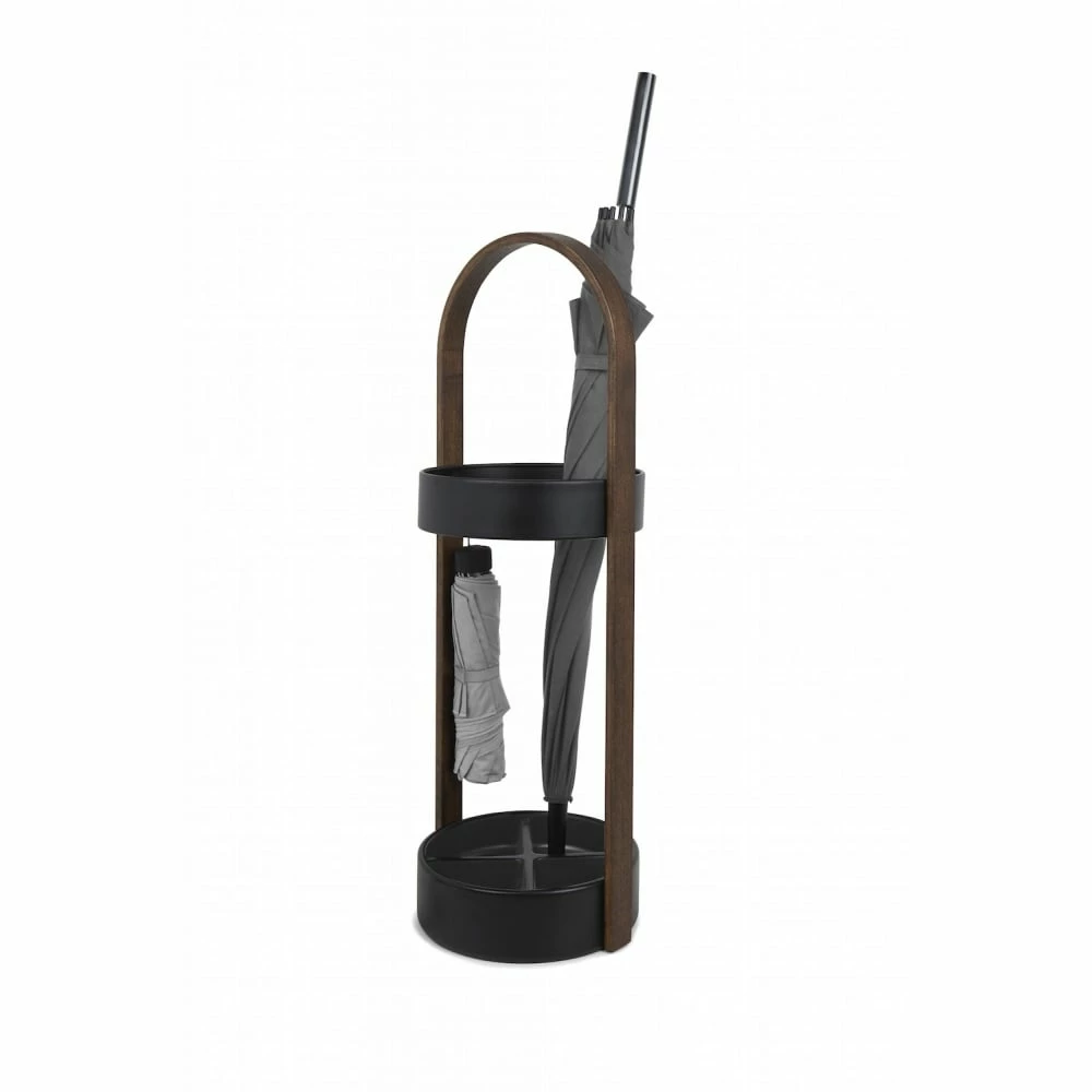 Umbra Black and Walnut Bellwood Umbrella Stand 6 Umbra Black and Walnut Bellwood Umbrella Stand