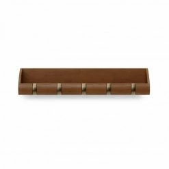 Umbra Large Walnut Cubby Hallway Organizer with Warm Gold Hooks