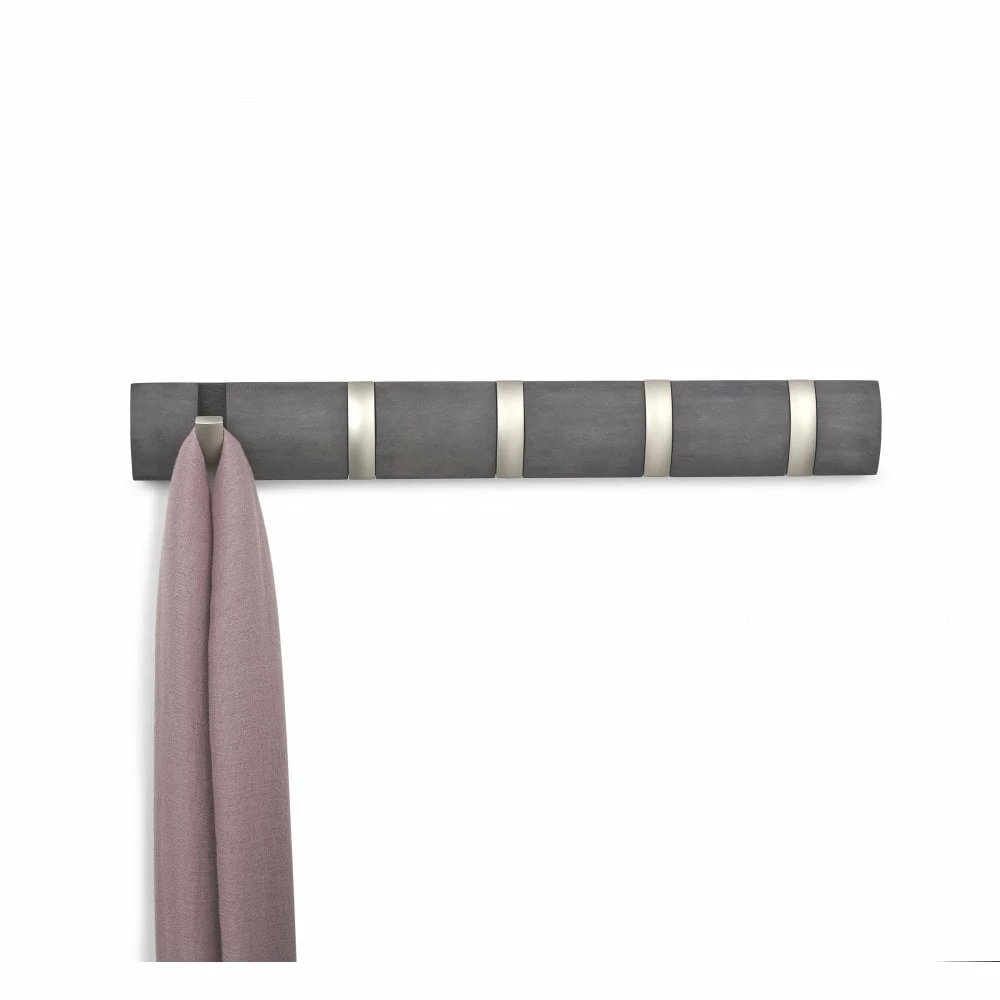 Umbra Driftwood/Nickel Flip 5 Hook Coat Rack 6 Umbra Driftwood/Nickel Flip 5 Hook Coat Rack