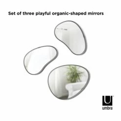 Umbra Set of 3 Hubba Pebble Wall Mirrors with Metallic Finish 14 Umbra Set of 3 Hubba Pebble Wall Mirrors with Metallic Finish