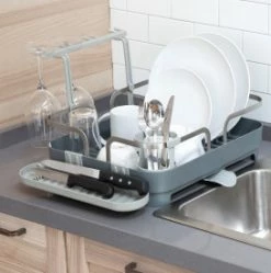 Umbra Charcoal Grey Plastic and Stainless Steel Holster Dish Rack