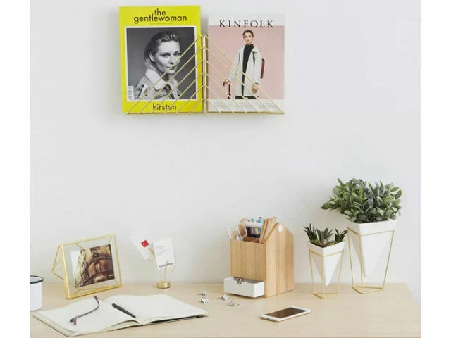 Umbra White & Brass Set Of 2 Trigg Desk Set 6 Umbra White & Brass Set Of 2 Trigg Desk Set