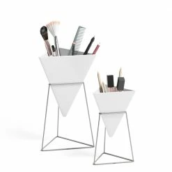 Umbra White & Nickel Trigg Desktop Planter Set 10 Umbra White & Nickel Trigg Desktop Planter Set