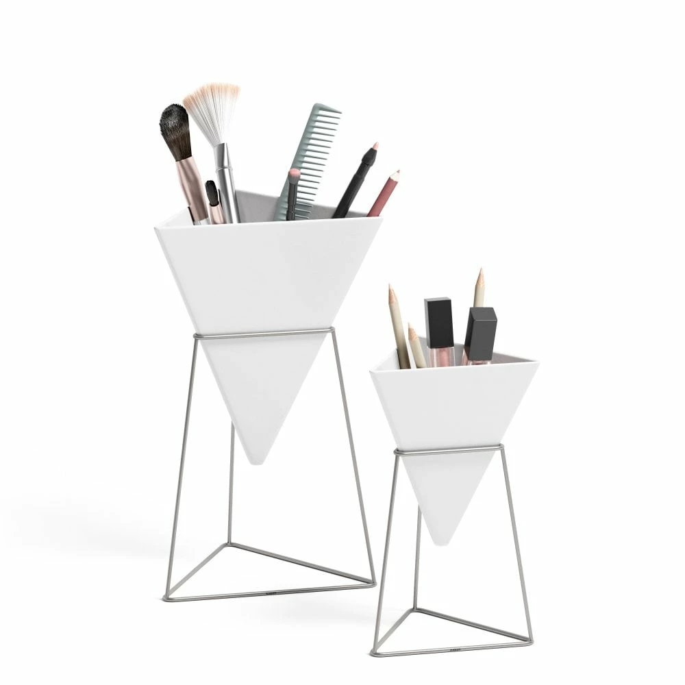 Umbra White & Nickel Trigg Desktop Planter Set 5 Umbra White & Nickel Trigg Desktop Planter Set