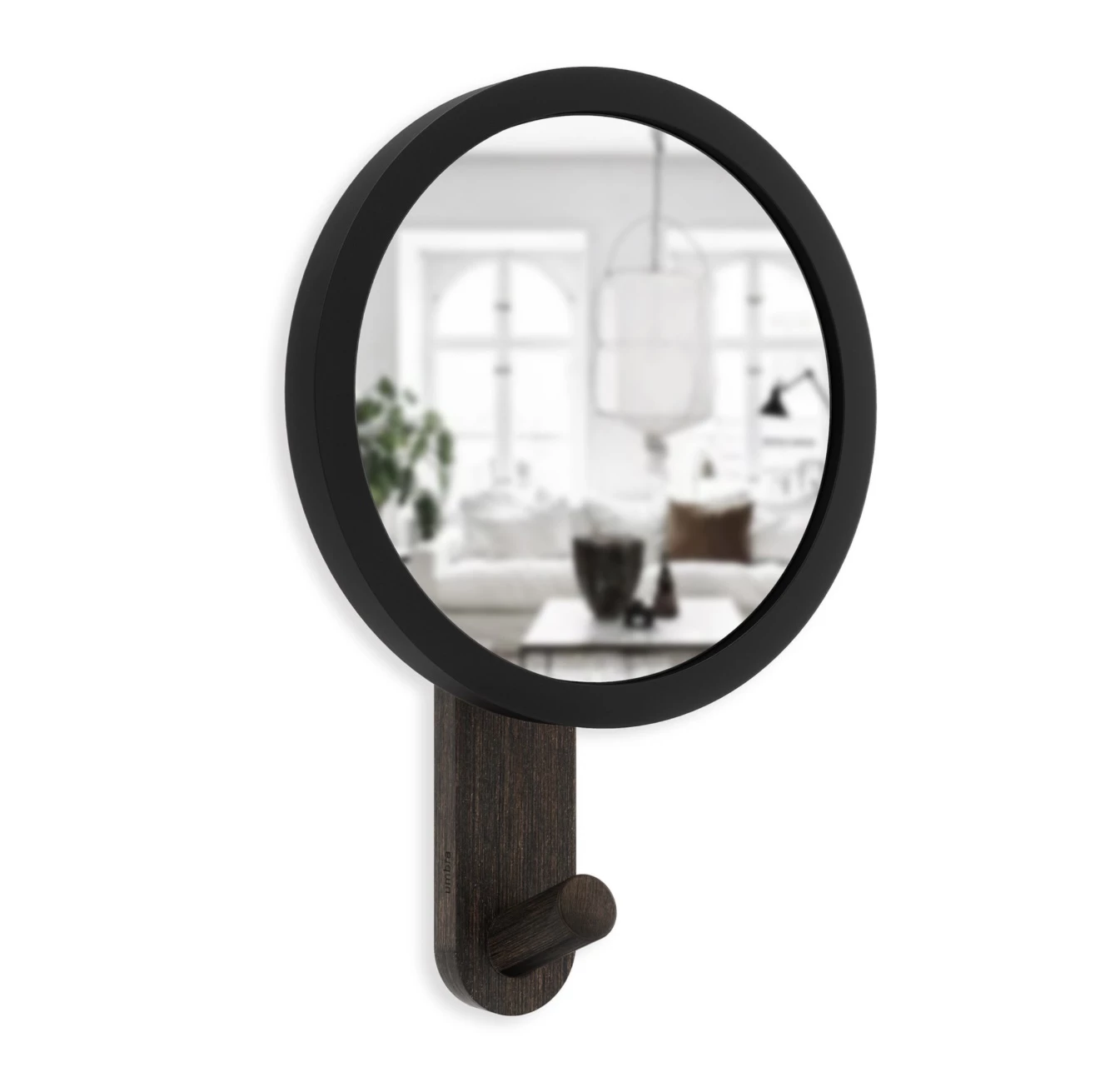 Umbra Hub Mirror Wall Hook in Walnut and Black 3 Umbra Hub Mirror Wall Hook in Walnut and Black