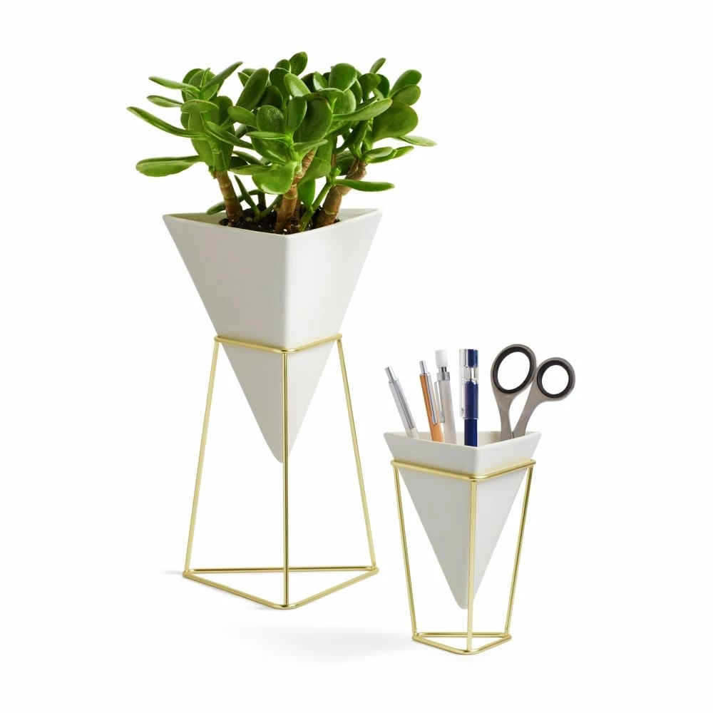Umbra White & Brass Set Of 2 Trigg Desk Set 4 Umbra White & Brass Set Of 2 Trigg Desk Set