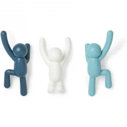Umbra Lot De 3 Patères Buddy Bleues