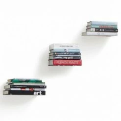 Umbra Set of 3 Large Silver Conceal Floating Bookshelves