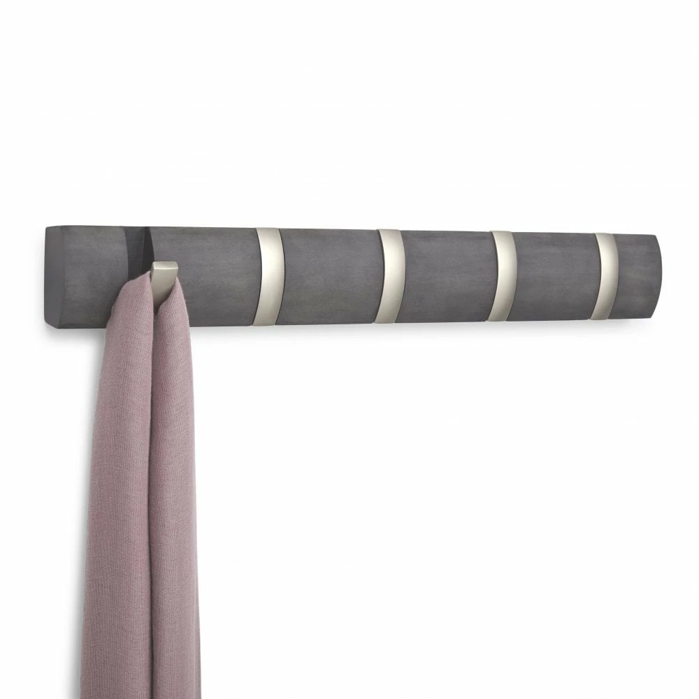 Umbra Driftwood/Nickel Flip 5 Hook Coat Rack 3 Umbra Driftwood/Nickel Flip 5 Hook Coat Rack