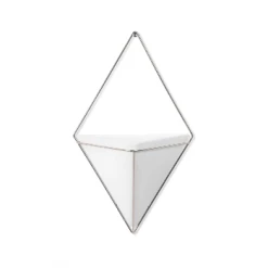 Umbra Large White and Nickel Trigg Wall Planter