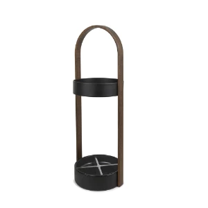 Umbra Black and Walnut Resin and Wood Hub Umbrella Stand 3 Umbra Black and Walnut Resin and Wood Hub Umbrella Stand