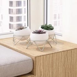 Umbra Set of 3 White & Nickel Potsy Planters 7 Umbra Set of 3 White & Nickel Potsy Planters