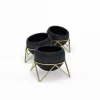 Umbra Black Ceramic and Brass Set of Three Potsy Planters 2 Umbra Black Ceramic and Brass Set of Three Potsy Planters