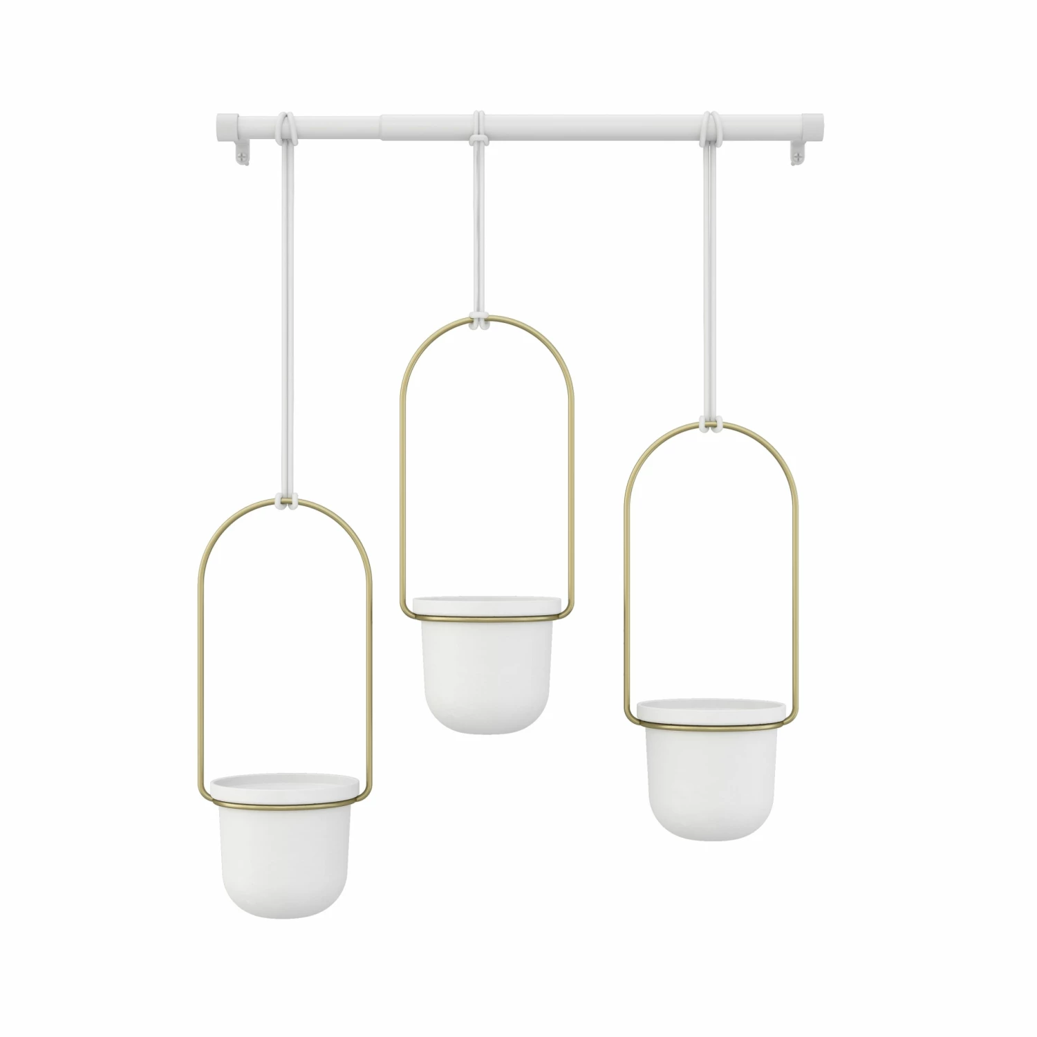 Umbra White/Brass Triflora Hanging Planter 3 Umbra White/Brass Triflora Hanging Planter