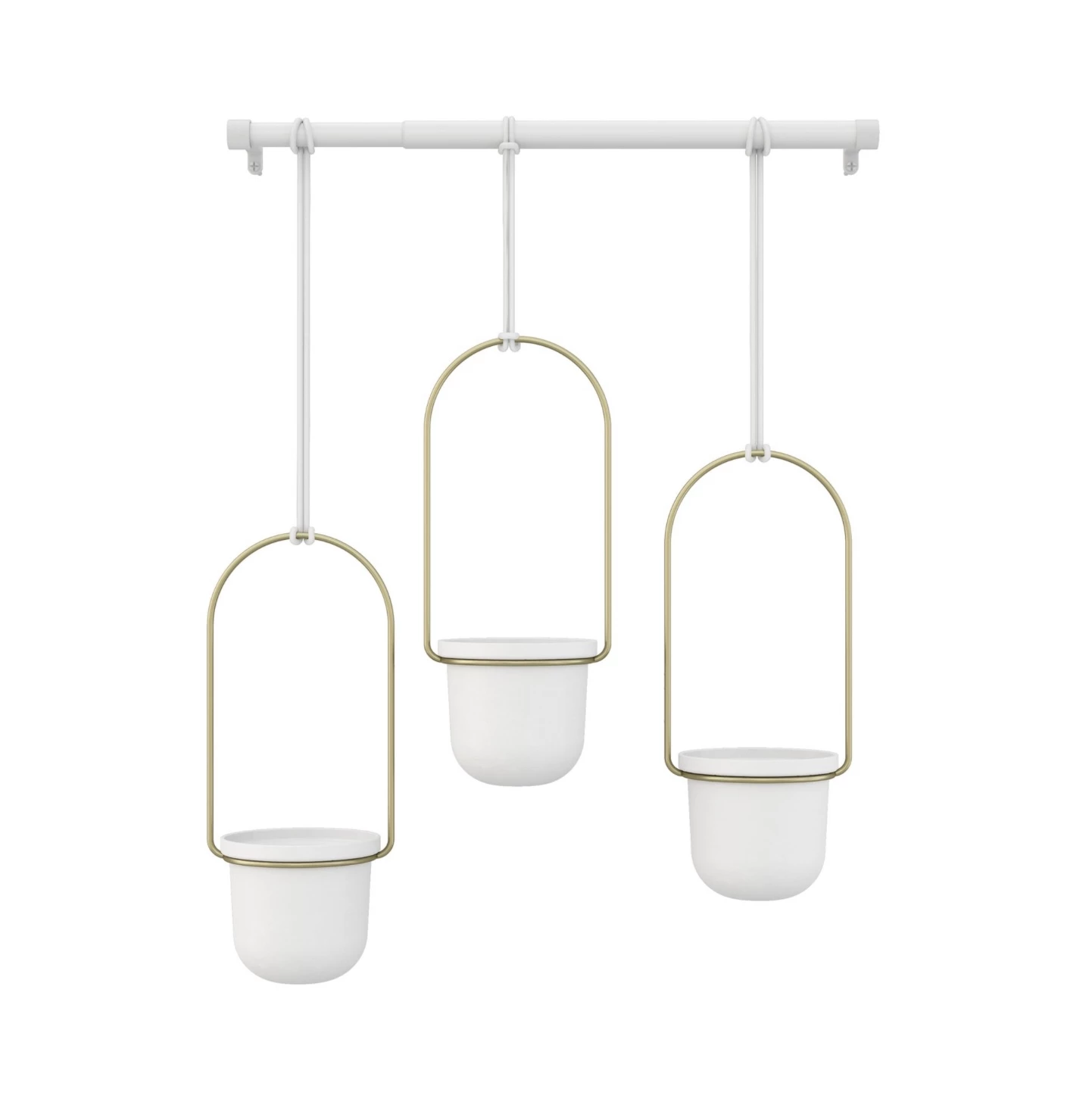 Umbra Triflora White and Brass 3 Hanging Planters 3 Umbra Triflora White and Brass 3 Hanging Planters