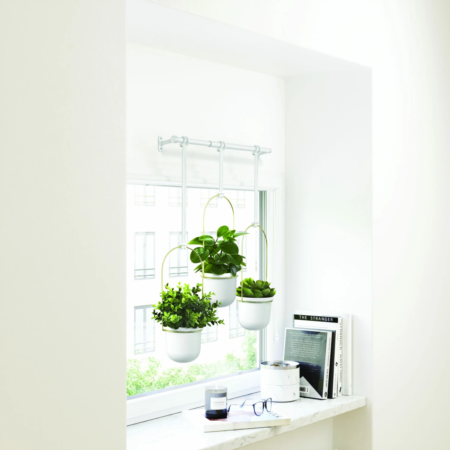 Umbra White/Brass Triflora Hanging Planter 14 Umbra White/Brass Triflora Hanging Planter