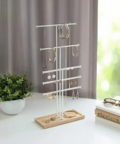 Umbra Trigem 5 Tier Jewelry Stand White/Natural