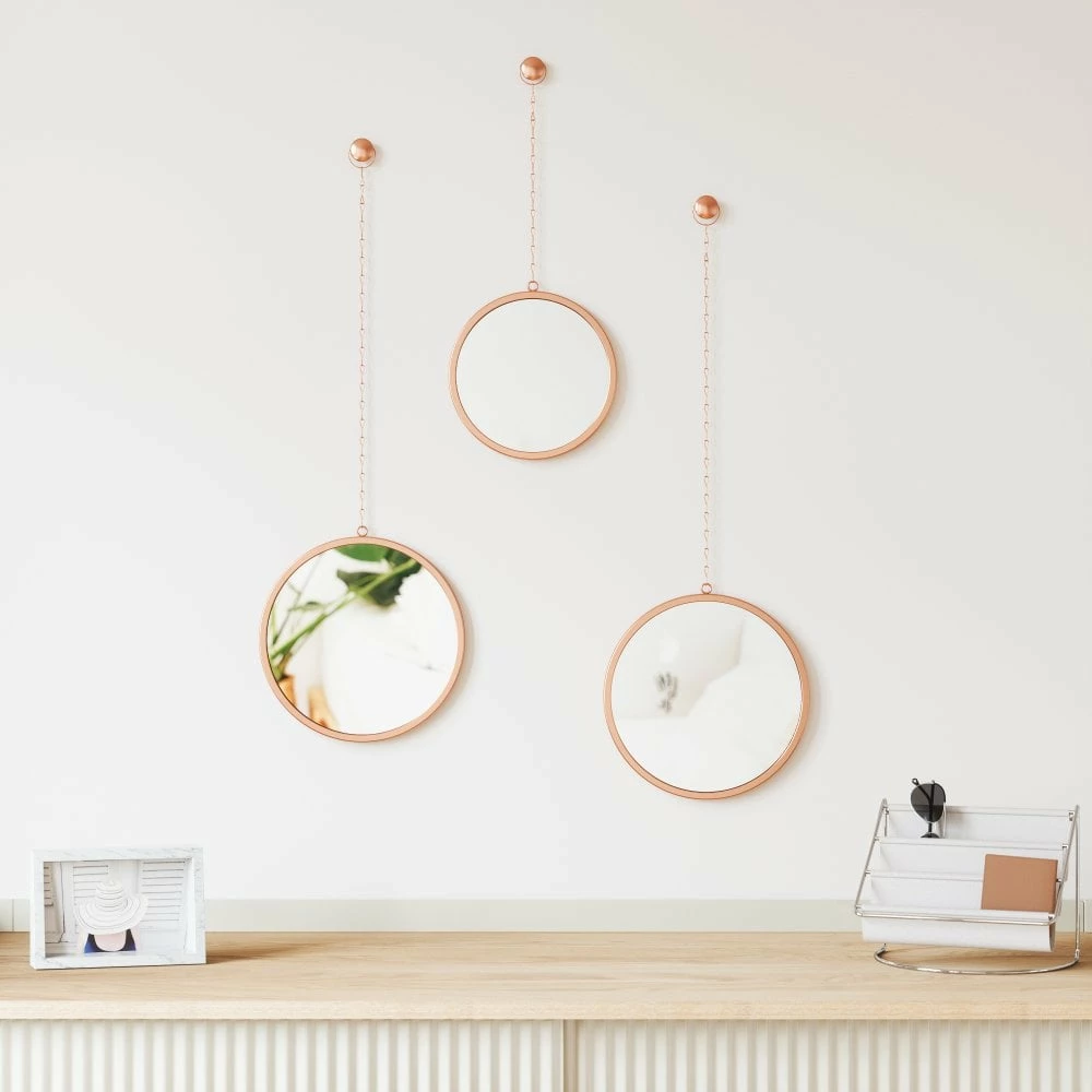 Umbra Set of 3 Copper Dima Round Wall Mirrors 5 Umbra Set of 3 Copper Dima Round Wall Mirrors