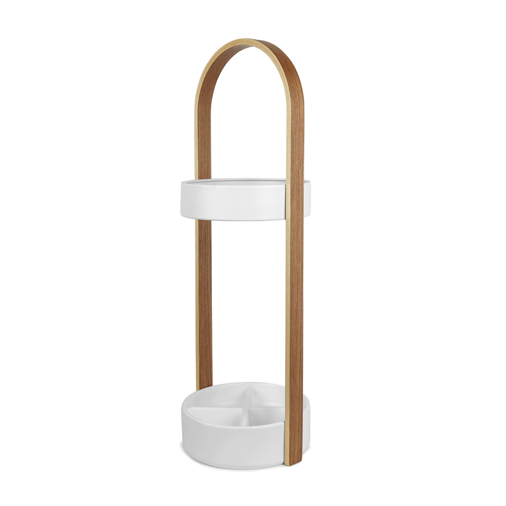 Umbra White and Natural Resin and Wood Hub Umbrella Stand 3 Umbra White and Natural Resin and Wood Hub Umbrella Stand