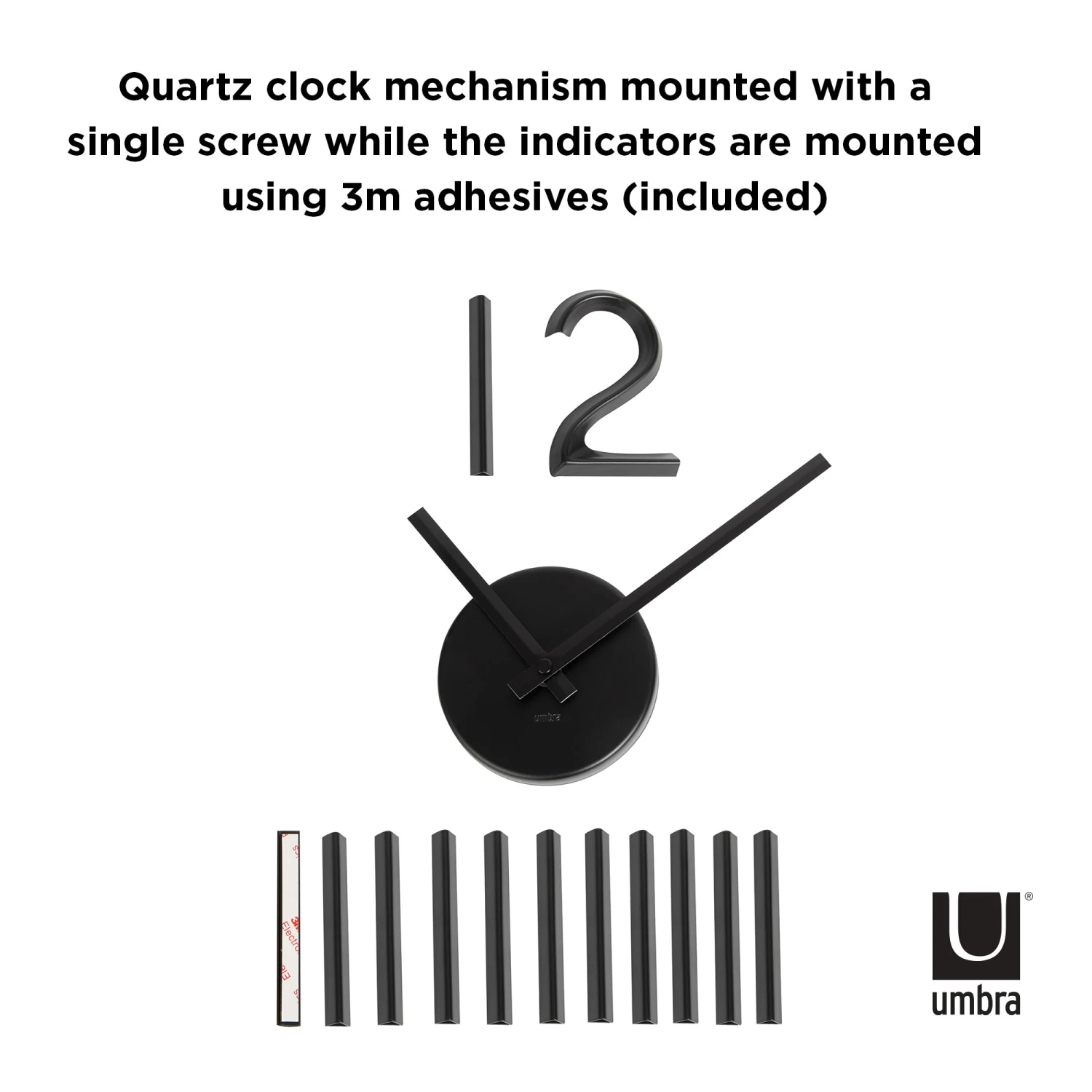Umbra Black Blink Wall Clock 12 Umbra Black Blink Wall Clock