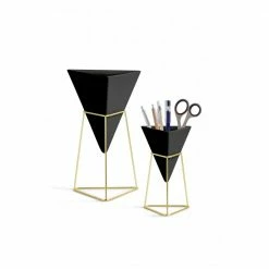 Umbra Black & Brass Trigg Desktop Planter Set 8 Umbra Black & Brass Trigg Desktop Planter Set