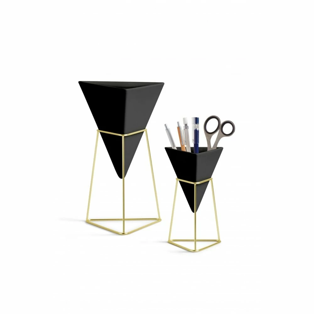 Umbra Black & Brass Trigg Desktop Planter Set 5 Umbra Black & Brass Trigg Desktop Planter Set
