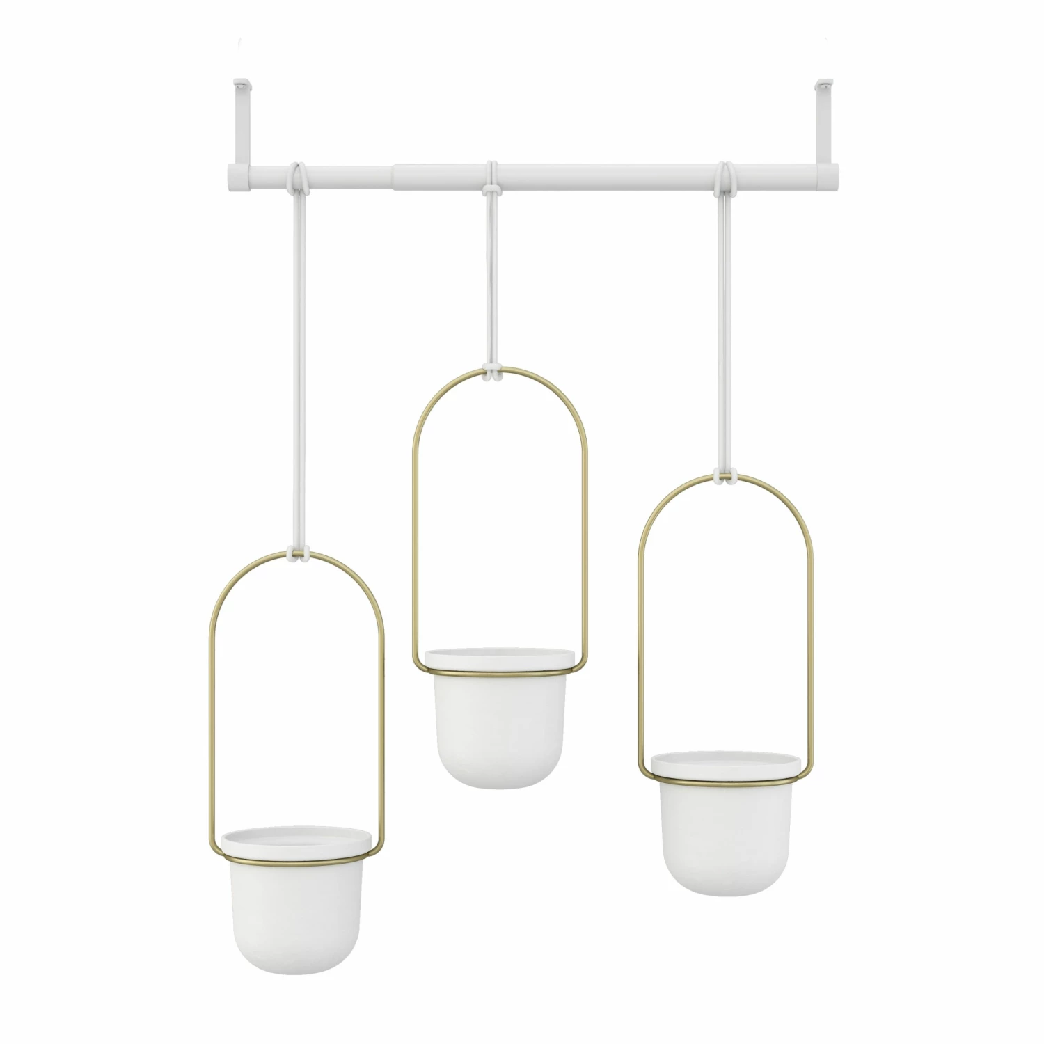 Umbra White/Brass Triflora Hanging Planter 6 Umbra White/Brass Triflora Hanging Planter