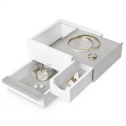 Umbra White & Nickel Mini Stowit Jewellery Box