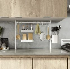 Umbra White Anywhere Tension Organizer With Caddy, Trays and Hooks