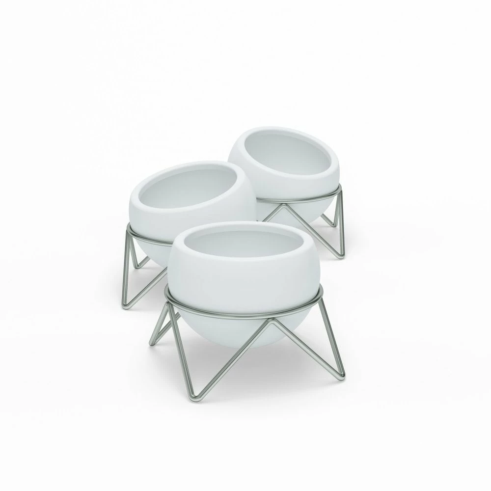 Umbra Set of 3 White & Nickel Potsy Planters 4 Umbra Set of 3 White & Nickel Potsy Planters
