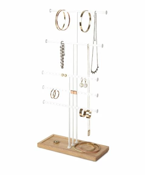 Umbra Trigem 5 Tier Jewelry Stand White/Natural 3 Umbra Trigem 5 Tier Jewelry Stand White/Natural