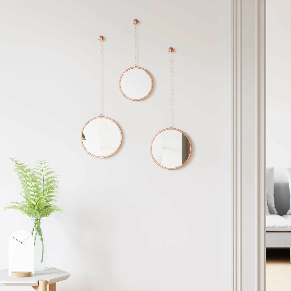 Umbra Set of 3 Copper Dima Round Wall Mirrors 7 Umbra Set of 3 Copper Dima Round Wall Mirrors