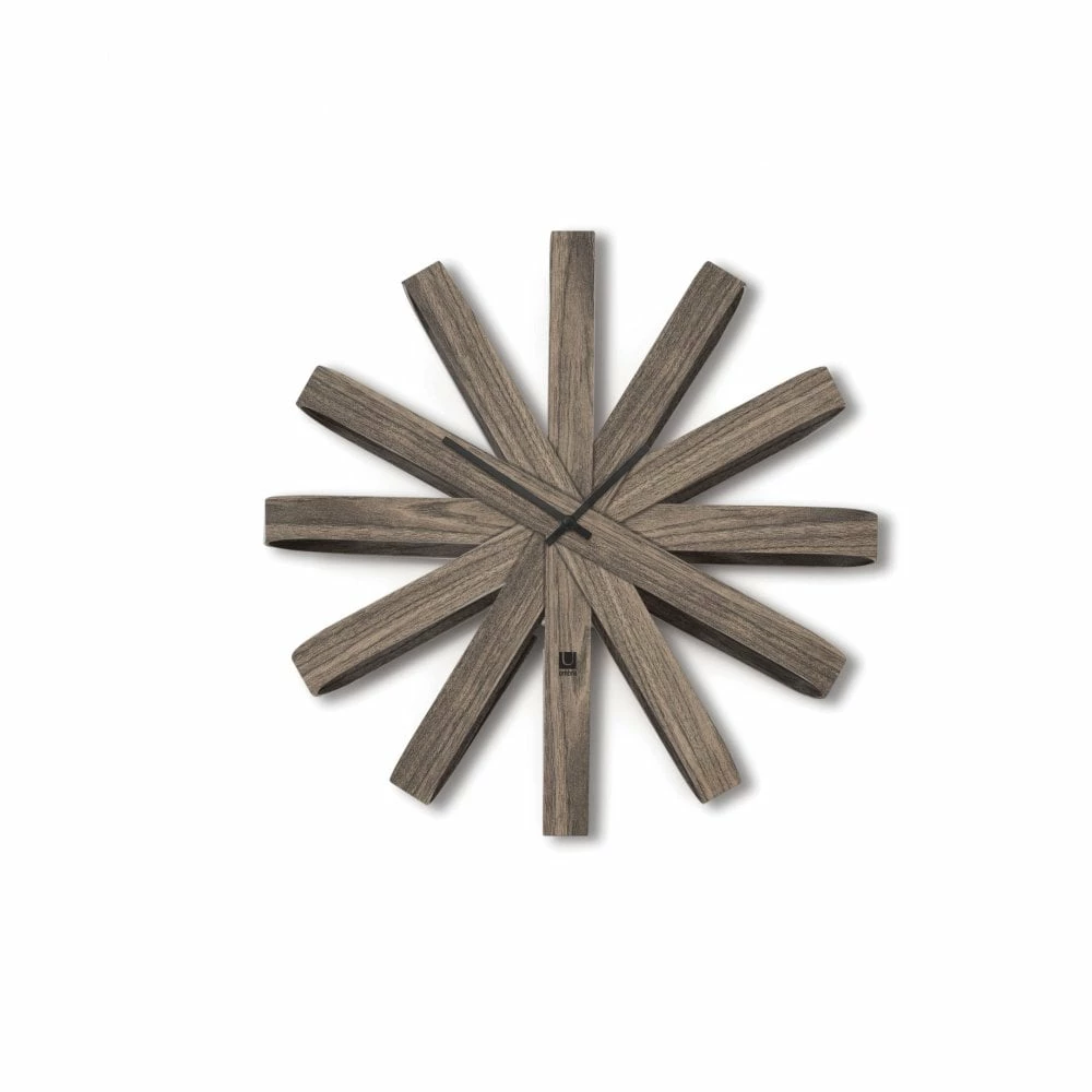Umbra Aged Walnut Ribbonwood Wall Clock 3 Umbra Aged Walnut Ribbonwood Wall Clock
