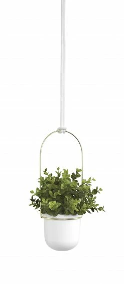 Umbra White/Brass Triflora Hanging Planter 19 Umbra White/Brass Triflora Hanging Planter