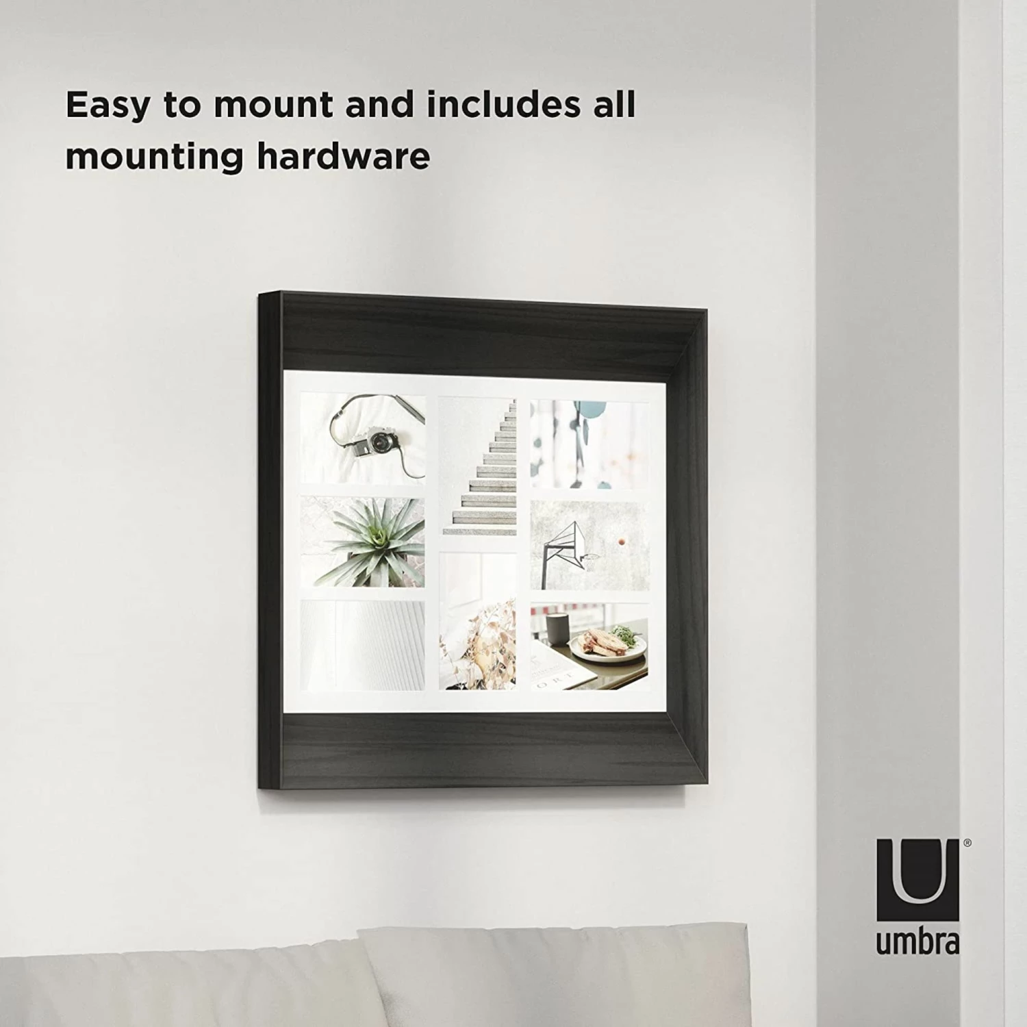 Umbra Black Lookout Wall Multi-Photo Display Frame 6 Umbra Black Lookout Wall Multi-Photo Display Frame