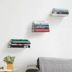 Umbra Set of 3 Large Silver Conceal Floating Bookshelves