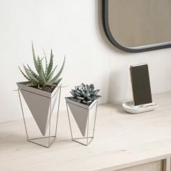 Umbra White & Nickel Trigg Desktop Planter Set 13 Umbra White & Nickel Trigg Desktop Planter Set