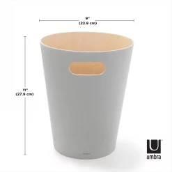 Umbra 7.5 Litre Natural and Grey Woodrow Waste Bin 6 Umbra 7.5 Litre Natural and Grey Woodrow Waste Bin