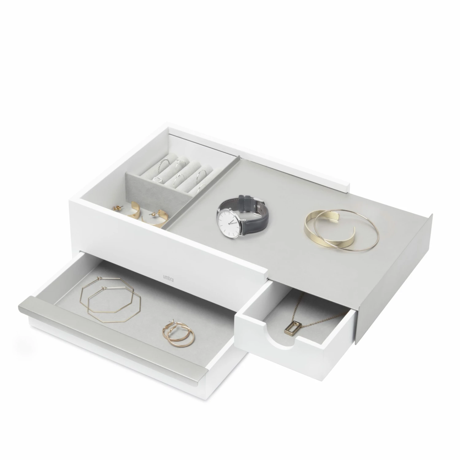 Umbra White & Nickel Stowit Jewellery Box 3 Umbra White & Nickel Stowit Jewellery Box