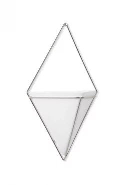 Umbra Large White and Nickel Trigg Wall Planter